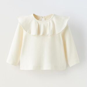 NWT Zara soft touch cotton ruffled collar top 1-3M